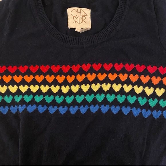Chaser Small Rainbow Hearts Navy Blue Long Sleeve Pullover - Picture 9 of 12
